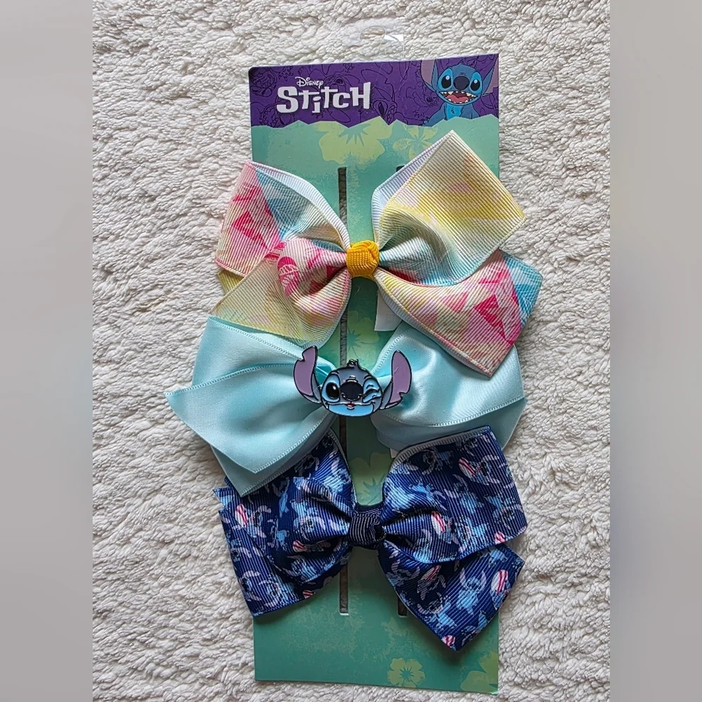 New Disney Lilo and Stitch Girls hair accessories: Bow Set of 3, Clip Set of 3